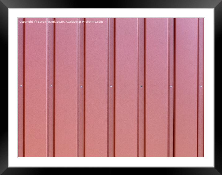 Reddish-brown corrugated steel sheet with vertical guides. Framed Mounted Print by Sergii Petruk