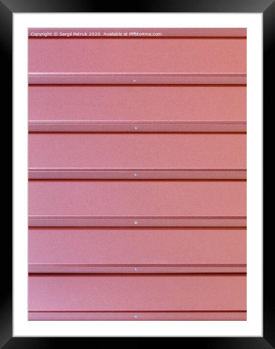 Reddish-brown corrugated steel sheet with girizontal guides. Framed Mounted Print by Sergii Petruk