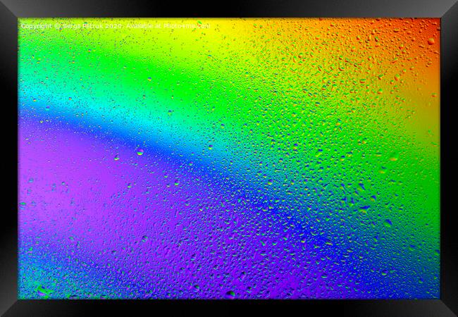 Drops of water on a rainbow background. Framed Print by Sergii Petruk