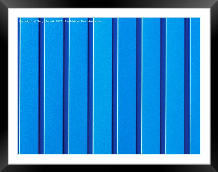 Light blue corrugated steel sheet with vertical guides. Framed Mounted Print by Sergii Petruk