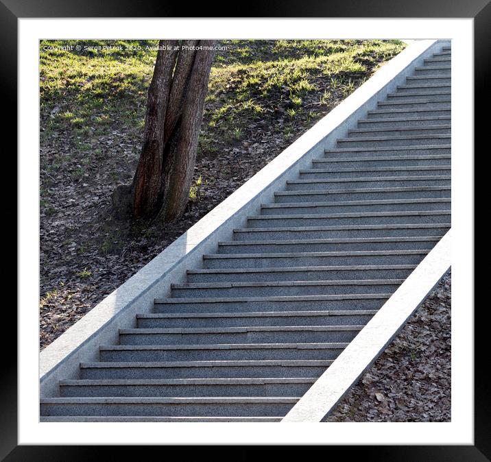 Steps of a granite ladder rising upwards Framed Mounted Print by Sergii Petruk