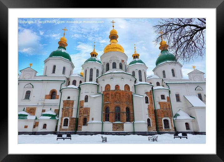 The famous St. Sophia Cathedral in Kyiv in the winter against the blue cloudy sky Framed Mounted Print by Sergii Petruk