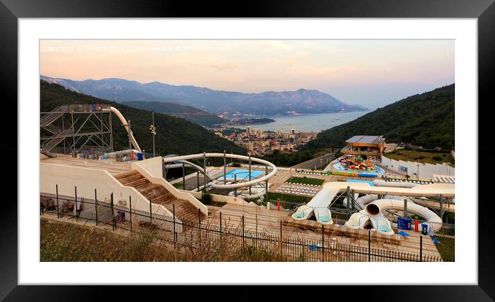 The top view of the water park of the city of Budva at dawn. Framed Mounted Print by Sergii Petruk
