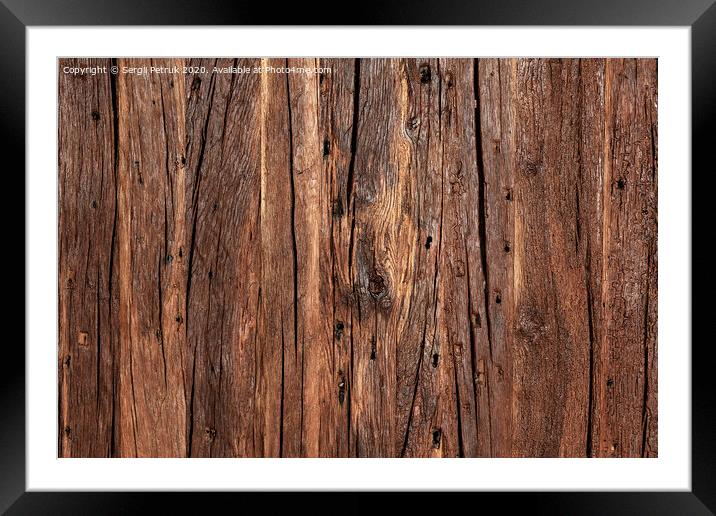 Texture and background of a very old brown wood. Framed Mounted Print by Sergii Petruk