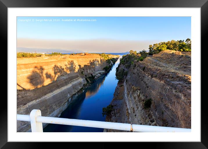Corinth Canal in Greece. View of the Gulf of Corinth in the morning. Framed Mounted Print by Sergii Petruk