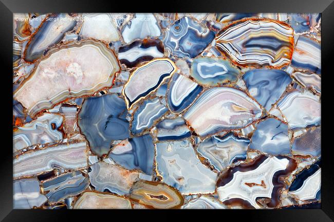 Amazing mesmerizing cross sectional view gemstones agate. Framed Print by Sergii Petruk