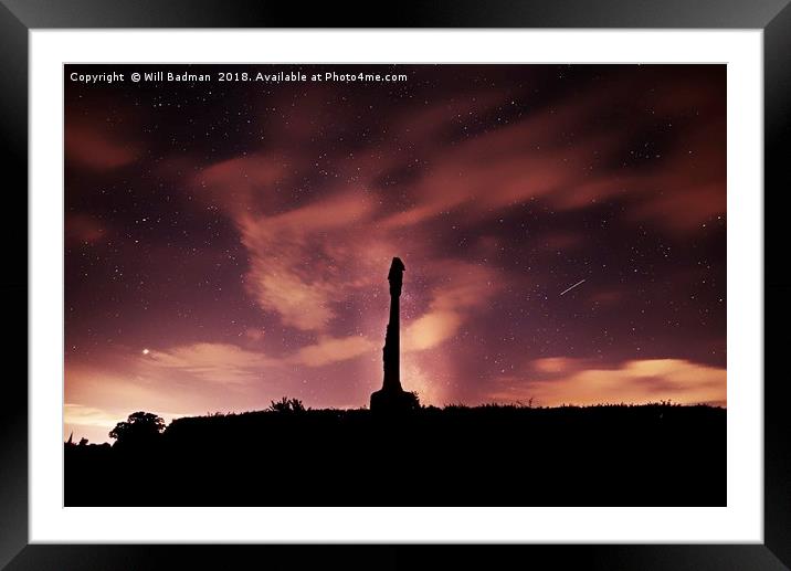 The night sky at Butleigh War Memorial  Framed Mounted Print by Will Badman