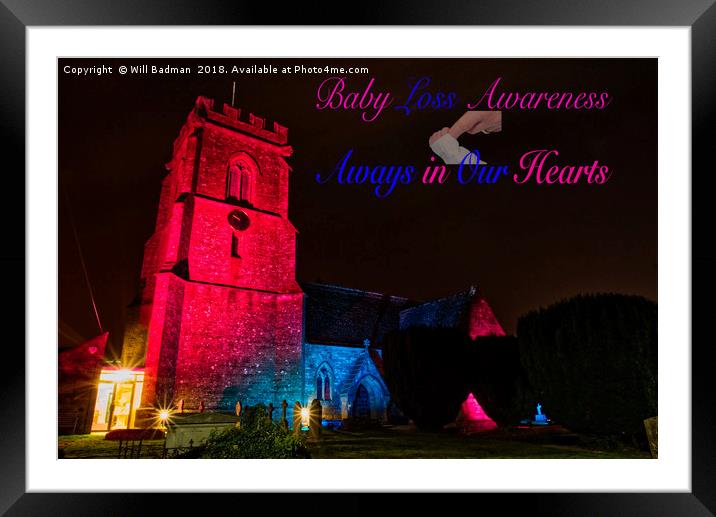 Baby Loss Awareness Church Lit Up Framed Mounted Print by Will Badman