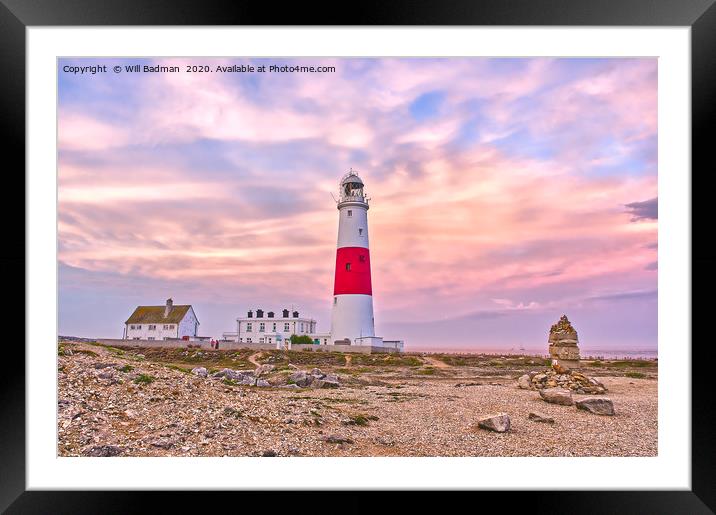 Portland Bill Lighthouse at Sunset Framed Mounted Print by Will Badman