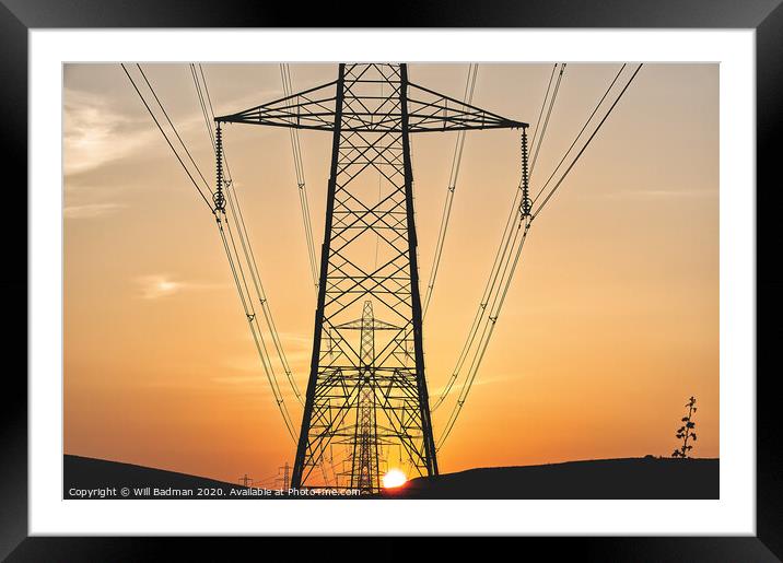 Sunrise through the Pylons  Framed Mounted Print by Will Badman