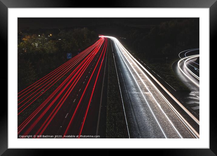 Light trails Framed Mounted Print by Will Badman
