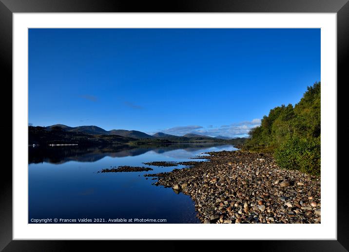 Blue reflections Loch Garry Scotland Framed Mounted Print by Frances Valdes