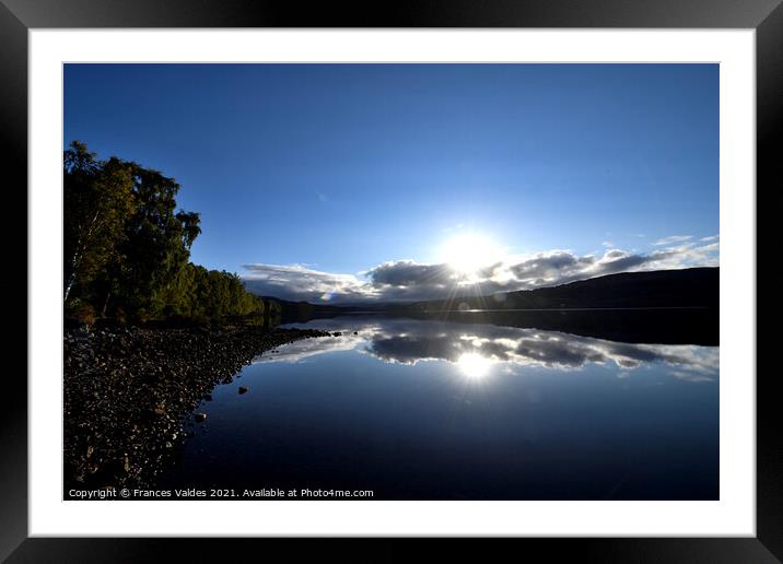 Sunrise reflections Loch Garry Scotland Framed Mounted Print by Frances Valdes