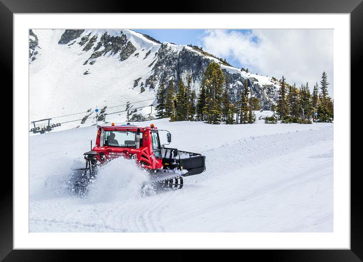 Snow plough clearing snow Framed Mounted Print by David Belcher