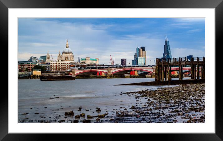 London from the South Bank Framed Mounted Print by David Belcher