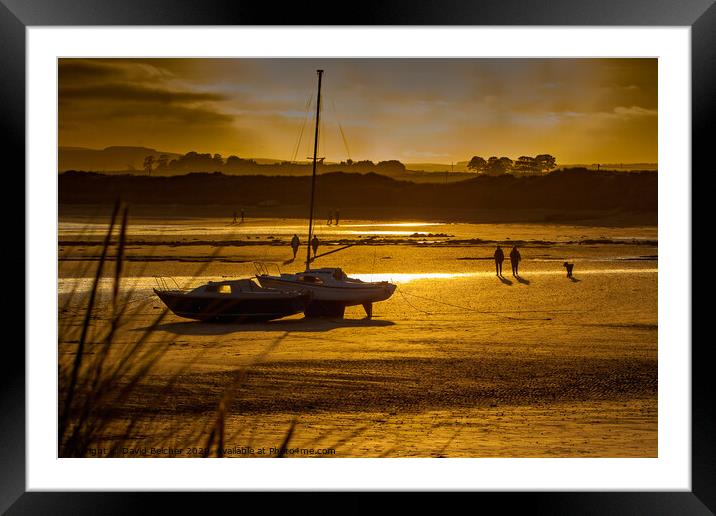 Sunset over Beadnell Bay Framed Mounted Print by David Belcher