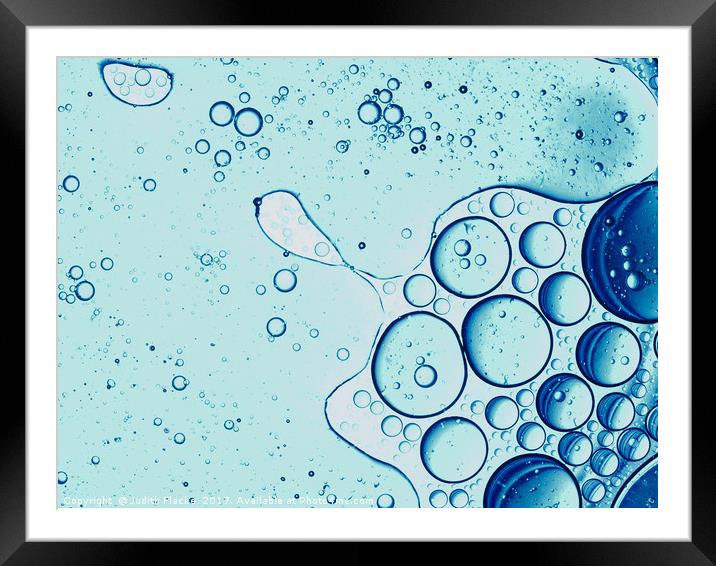 A micro world - blue bubbles Framed Mounted Print by Judith Flacke