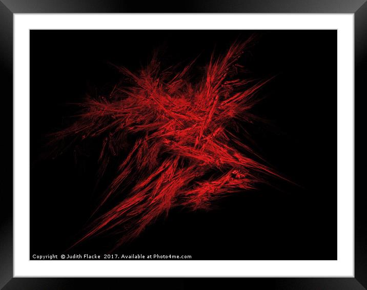 Red fractal explosion - dynamic abstract Framed Mounted Print by Judith Flacke