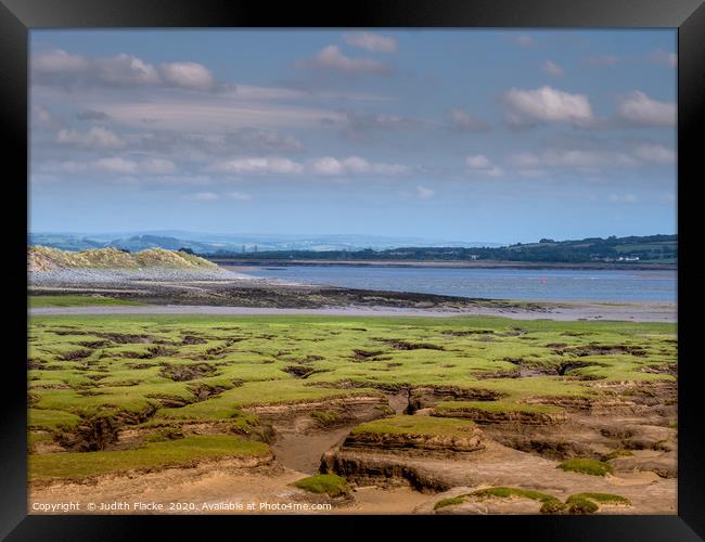 Wide panorama of Northam Burrows, near Bideford, N Framed Print by Judith Flacke