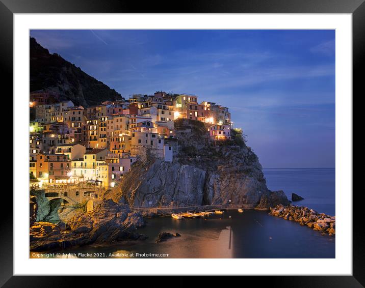 September evening in Manarola, Cinque Terre.  Framed Mounted Print by Judith Flacke