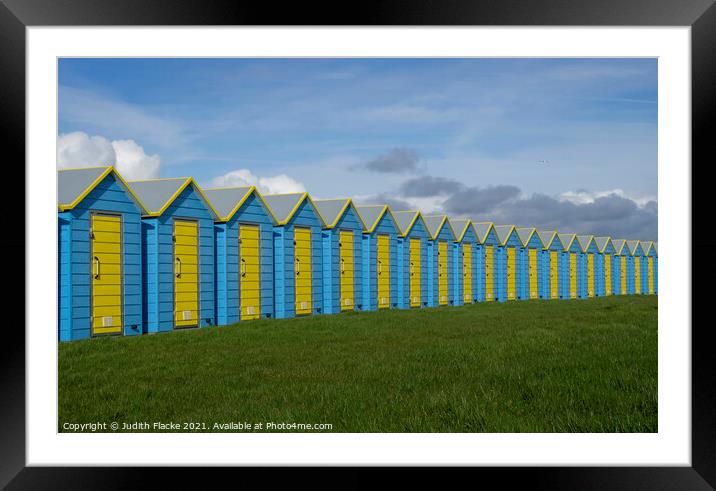 Beach huts at Bognor Regis. Framed Mounted Print by Judith Flacke
