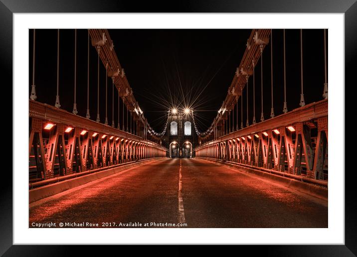 Nights are quiet but I never sleep - Menai Bridge Framed Mounted Print by Michael Rowe
