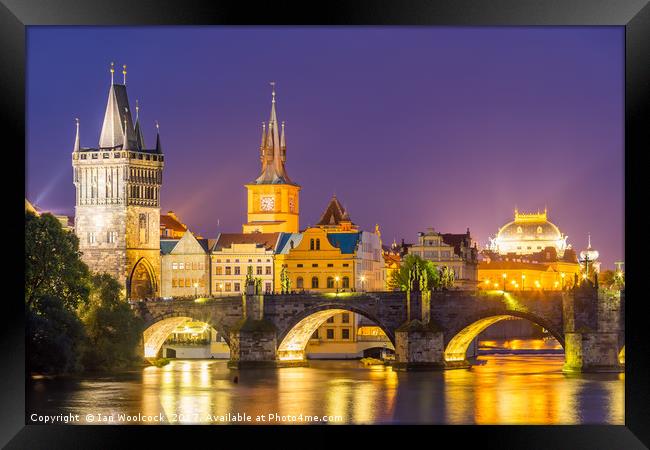 River Vltava at Dusk Prague Czech Republic Framed Print by Ian Woolcock