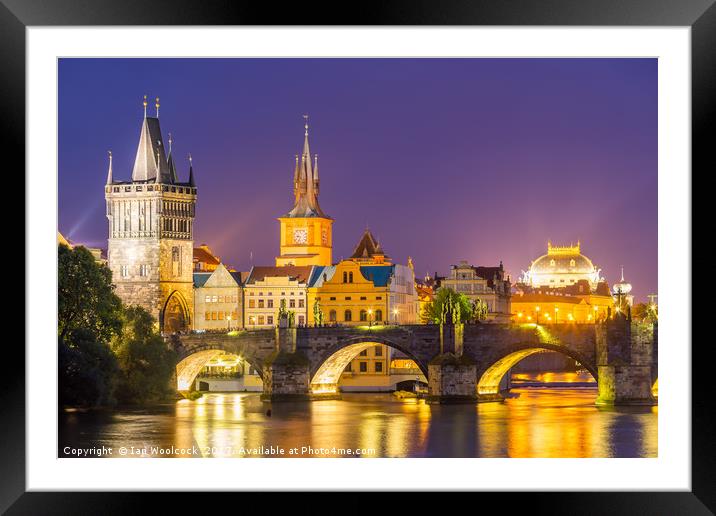 River Vltava at Dusk Prague Czech Republic Framed Mounted Print by Ian Woolcock