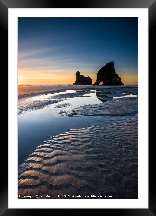 Wharariki Beachon the North Island of New Zealand Framed Mounted Print by Ian Woolcock