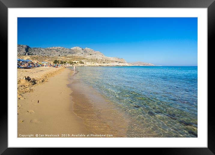 Agathi Beach on the Island of Rhodes Greece Framed Mounted Print by Ian Woolcock