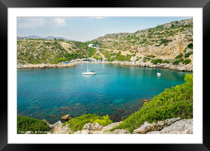 Ladiko Bay Rhodes Greece Framed Mounted Print by Ian Woolcock