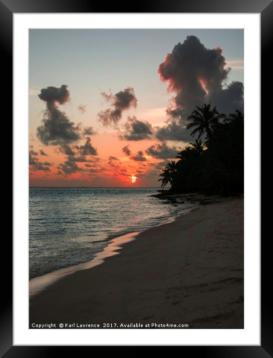 Sunset Over The Maldives Framed Mounted Print by Karl Lawrence