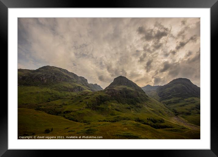 Glen coe 3 sisters Framed Mounted Print by david siggens