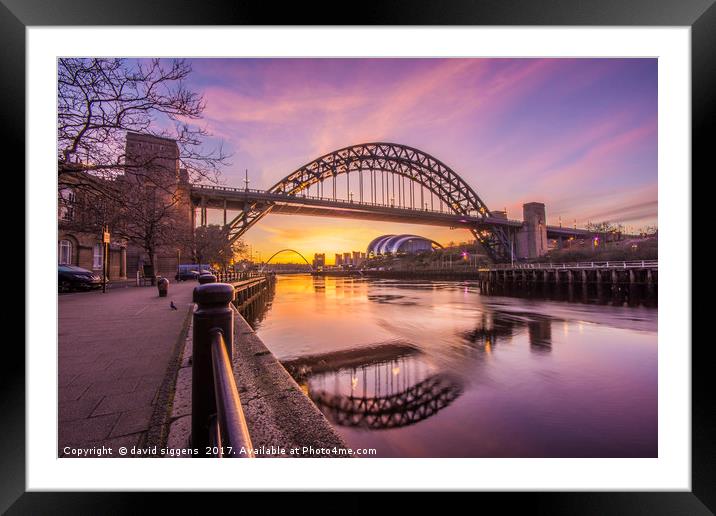 Tyne bridge Sunrise Framed Mounted Print by david siggens