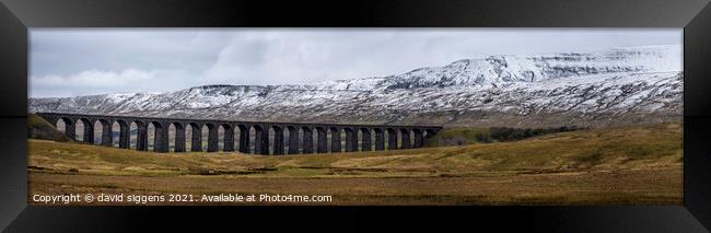 Ribblehead panoramic in the winter Framed Print by david siggens