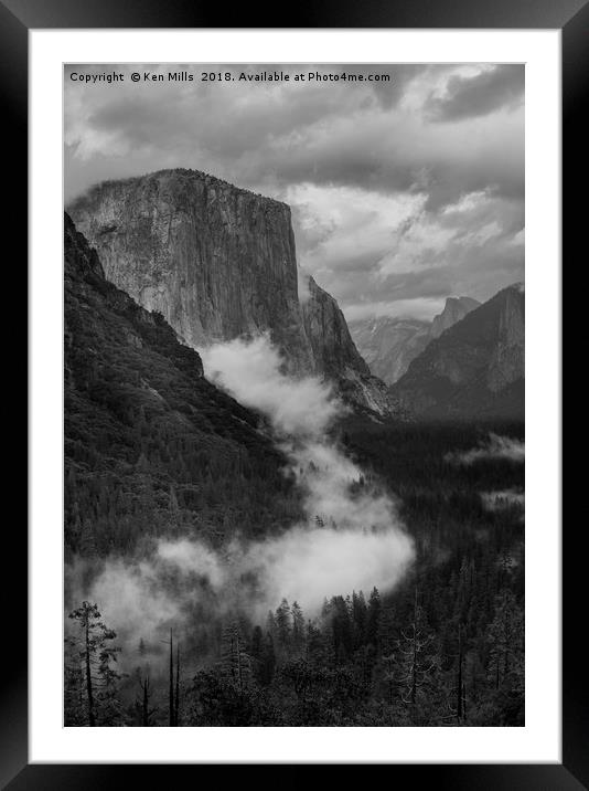 El Capitan and Mist Framed Mounted Print by Ken Mills