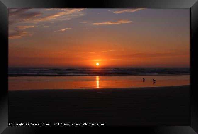 Sunset at Pismo Beach California Framed Print by Carmen Green
