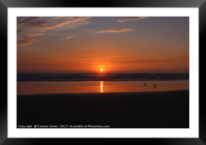 Sunset at Pismo Beach California Framed Mounted Print by Carmen Green