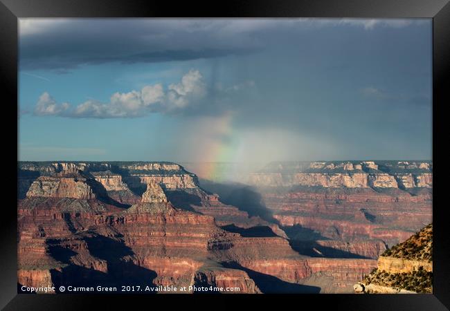 Rainbow over the Grand Canyon National Park  Framed Print by Carmen Green
