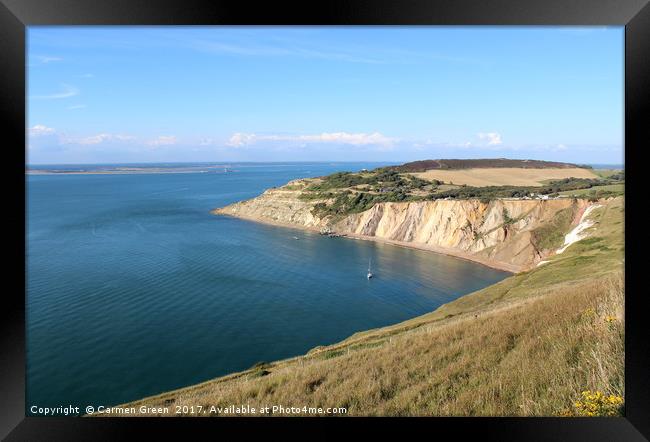 View over Alum Bay from the Isle of Wight Needles  Framed Print by Carmen Green