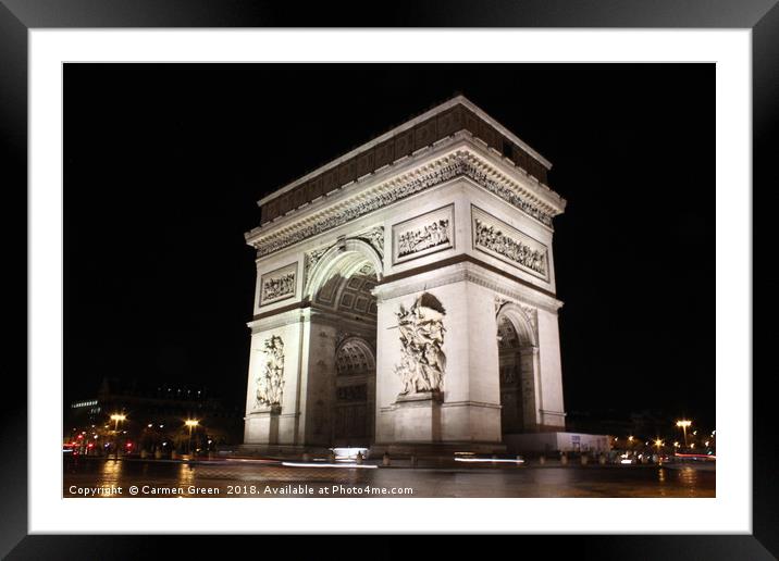 Arc de Triomphe at night, Paris Framed Mounted Print by Carmen Green