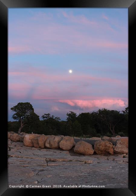 Pink skies as the sun sets at the Grand Canyon Nat Framed Print by Carmen Green