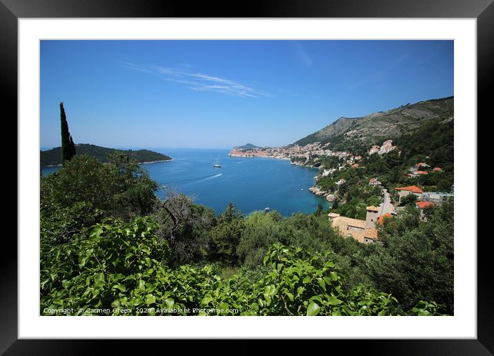 View over Dubrovnik and Lokrum island, Croatia  Framed Mounted Print by Carmen Green