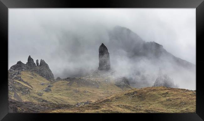 Old Man of Storr in cloud Framed Print by Peter Scott