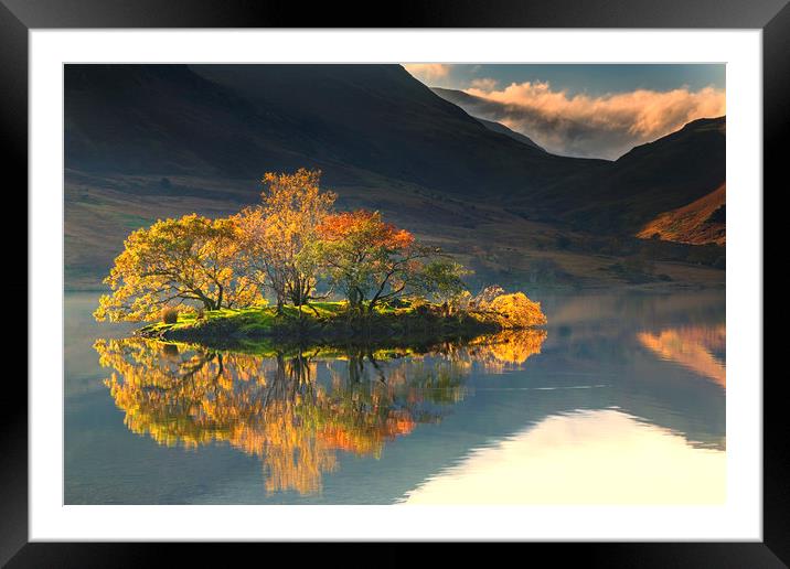 Holme Island ablaze in the sunlight Framed Mounted Print by Peter Scott