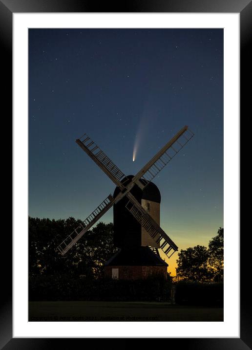 Comet Neowise over Mountnessing Windmill Framed Mounted Print by Peter Scott