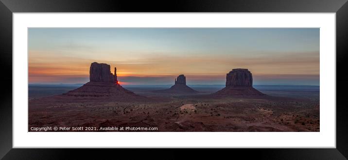 Sunrise at Monument Valley Framed Mounted Print by Peter Scott