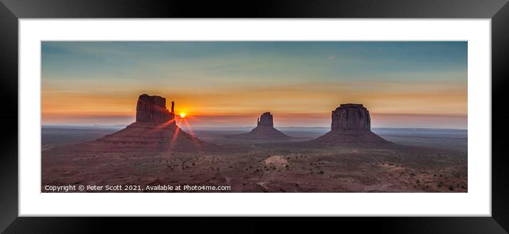A sunrise at Monument Valley. Framed Mounted Print by Peter Scott