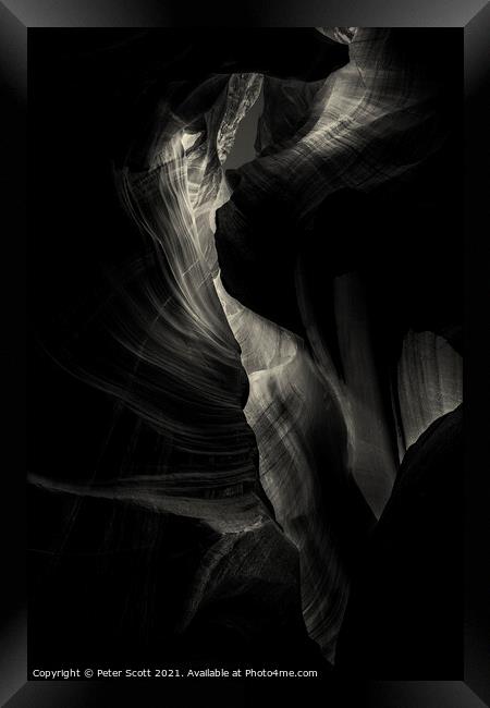 Mysterious Antelope Canyon Framed Print by Peter Scott