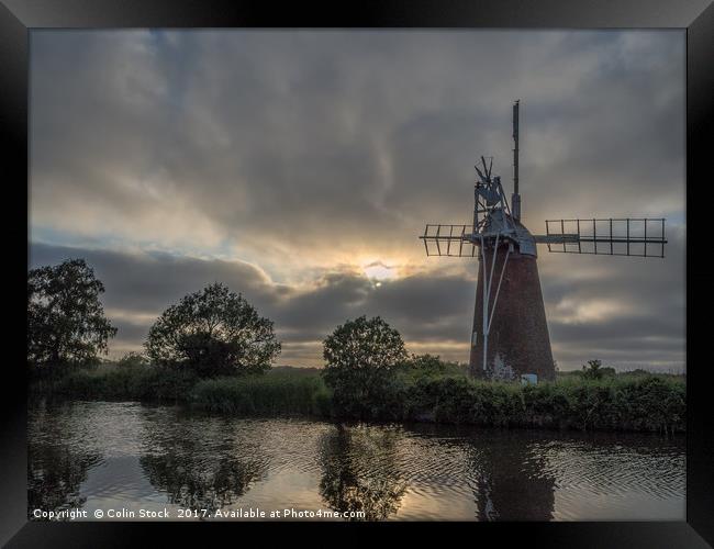 Sunset at Turf Fen Mill Framed Print by Colin Stock